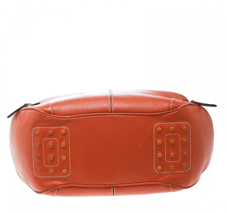 Pre Owned Tod's Orange Leather Charlotte Hobo