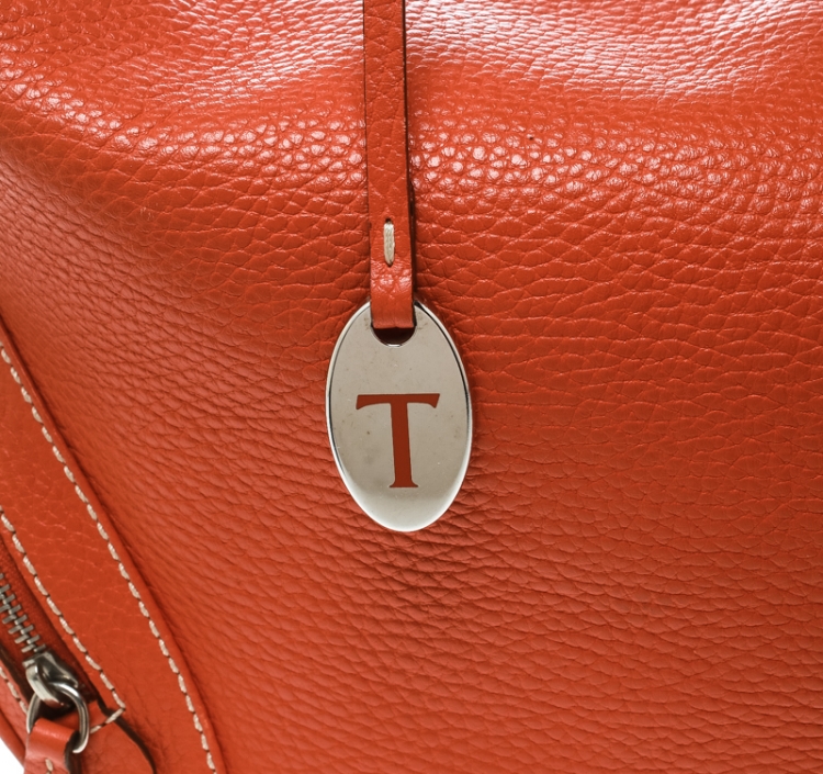 Pre Owned Tod's Orange Leather Charlotte Hobo