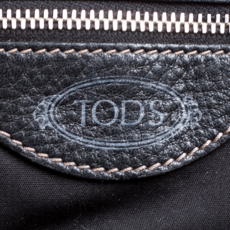 Pre Owned Tod's Black Leather Drawstring Tote