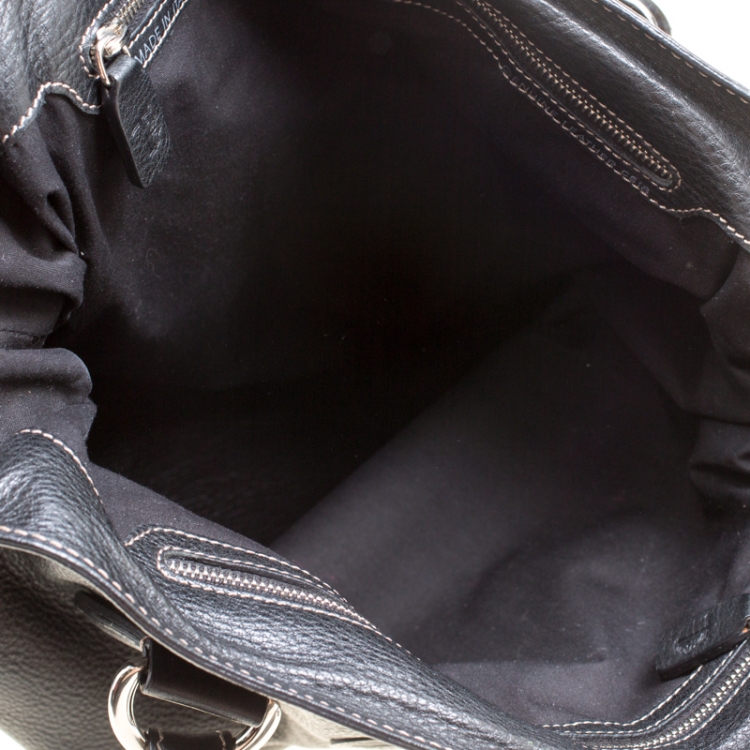 Pre Owned Tod's Black Leather Drawstring Tote