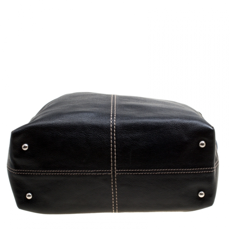 Pre Owned Tod's Black Leather Drawstring Tote