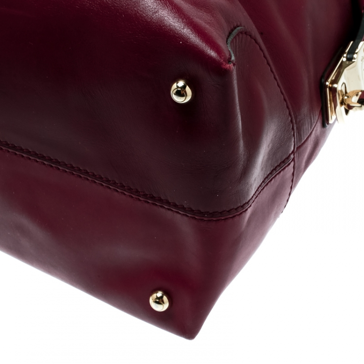 Pre Owned Tod's Burgundy Leather D-Styling Medium Top Handle Bag