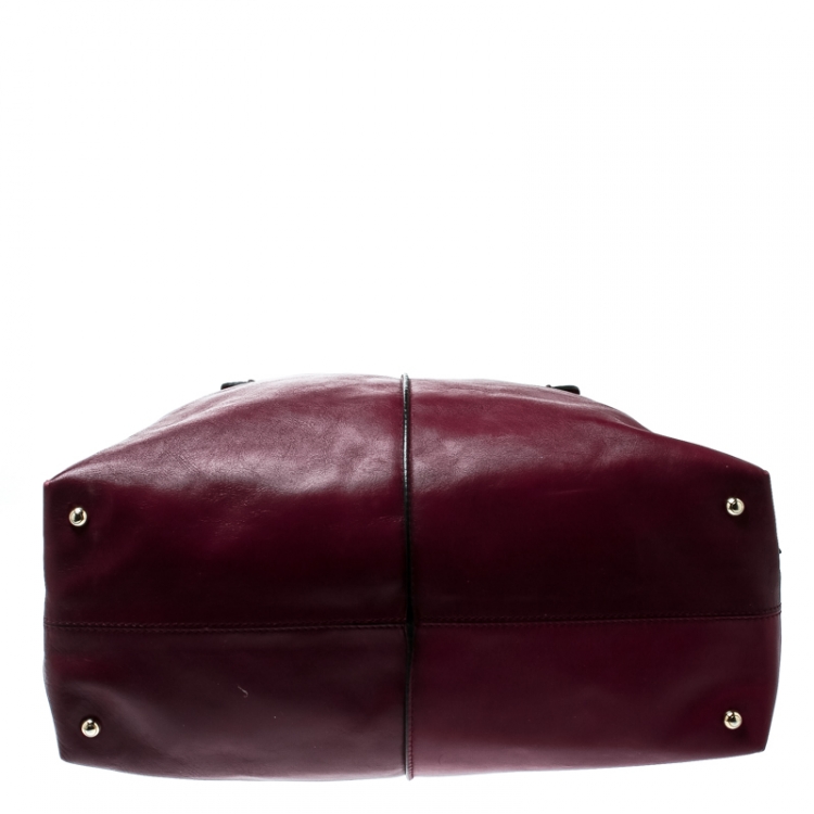 Pre Owned Tod's Burgundy Leather D-Styling Medium Top Handle Bag
