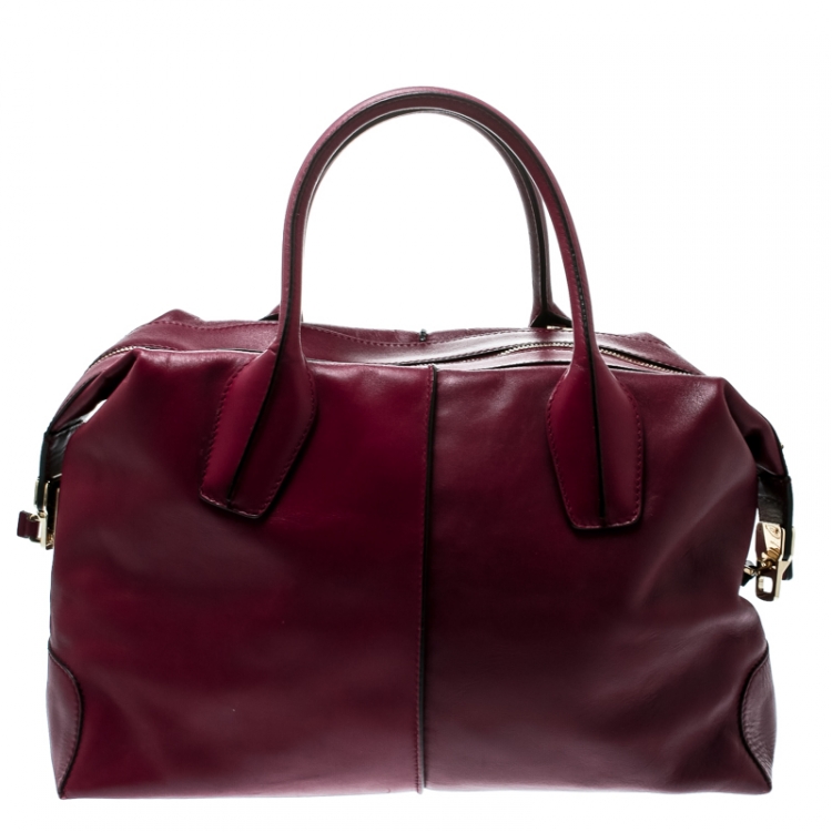 Pre Owned Tod's Burgundy Leather D-Styling Medium Top Handle Bag