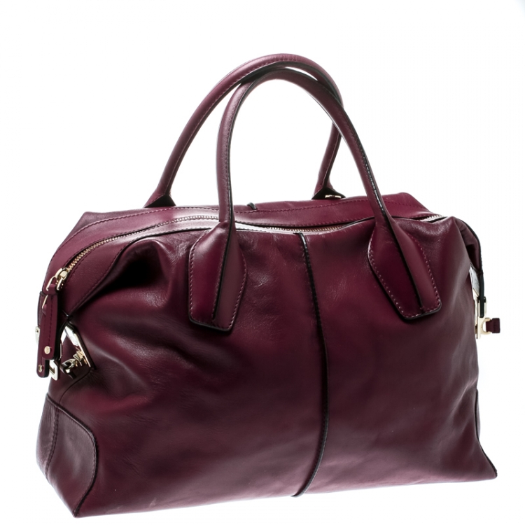 Pre Owned Tod's Burgundy Leather D-Styling Medium Top Handle Bag
