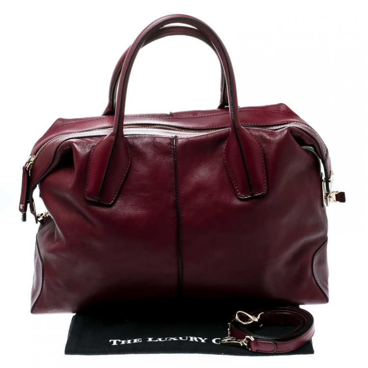 Pre Owned Tod's Burgundy Leather D-Styling Medium Top Handle Bag