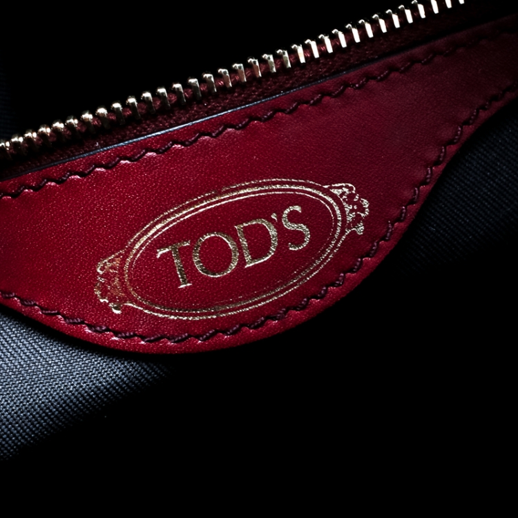 Pre Owned Tod's Burgundy Leather D-Styling Medium Top Handle Bag