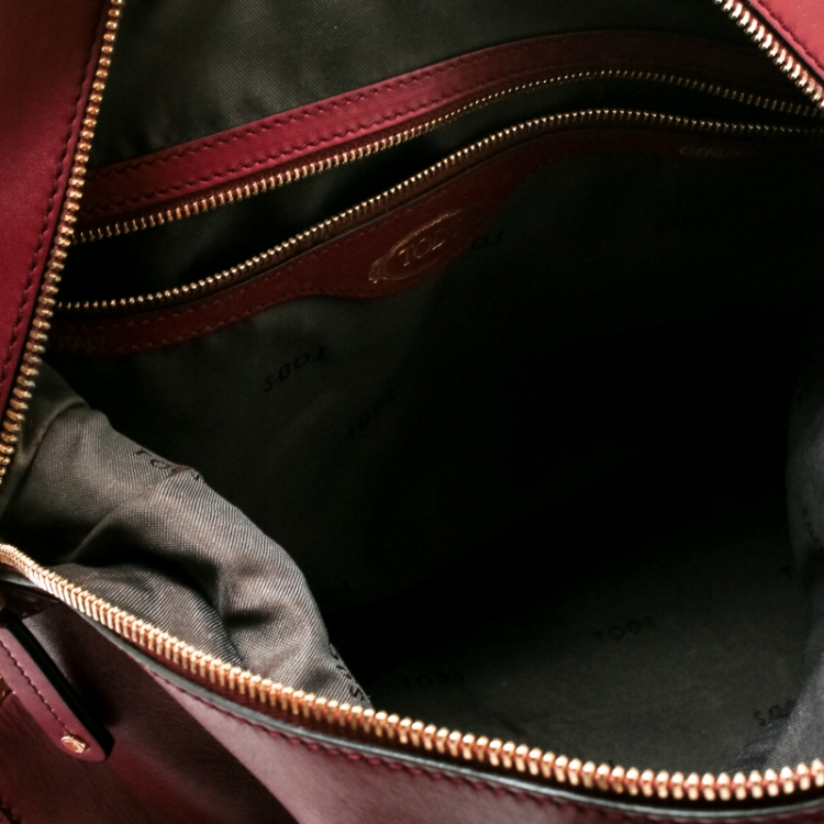 Pre Owned Tod's Burgundy Leather D-Styling Medium Top Handle Bag