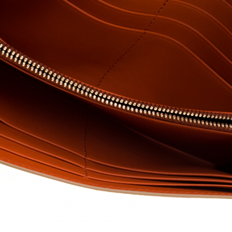 Pre Owned Tod's Tan Leather Radar Detail Long Wallet