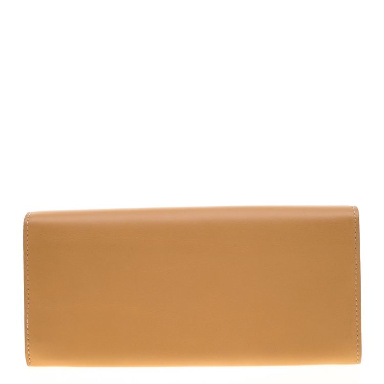 Pre Owned Tod's Tan Leather Radar Detail Long Wallet