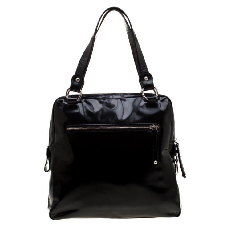 Pre Owned Tod's Black Patent Leather T Bag Media Satchel