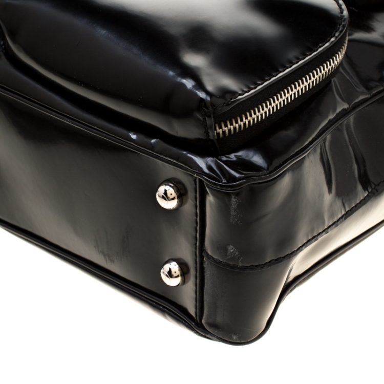 Pre Owned Tod's Black Patent Leather T Bag Media Satchel