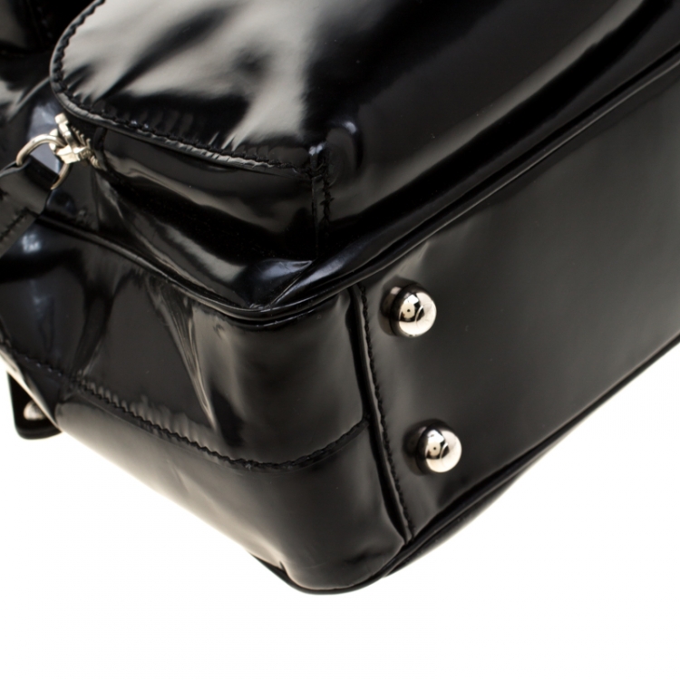 Pre Owned Tod's Black Patent Leather T Bag Media Satchel