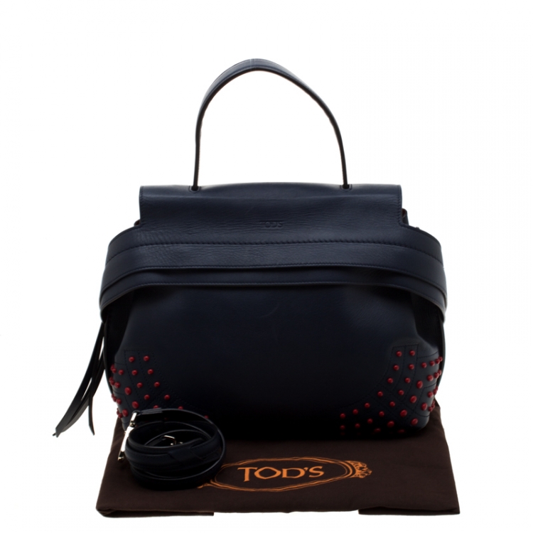 Pre Owned Tod's Blue/Red Leather Wave Satchel