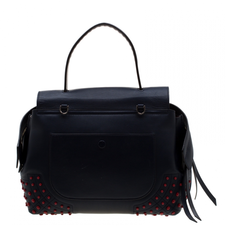 Pre Owned Tod's Blue/Red Leather Wave Satchel