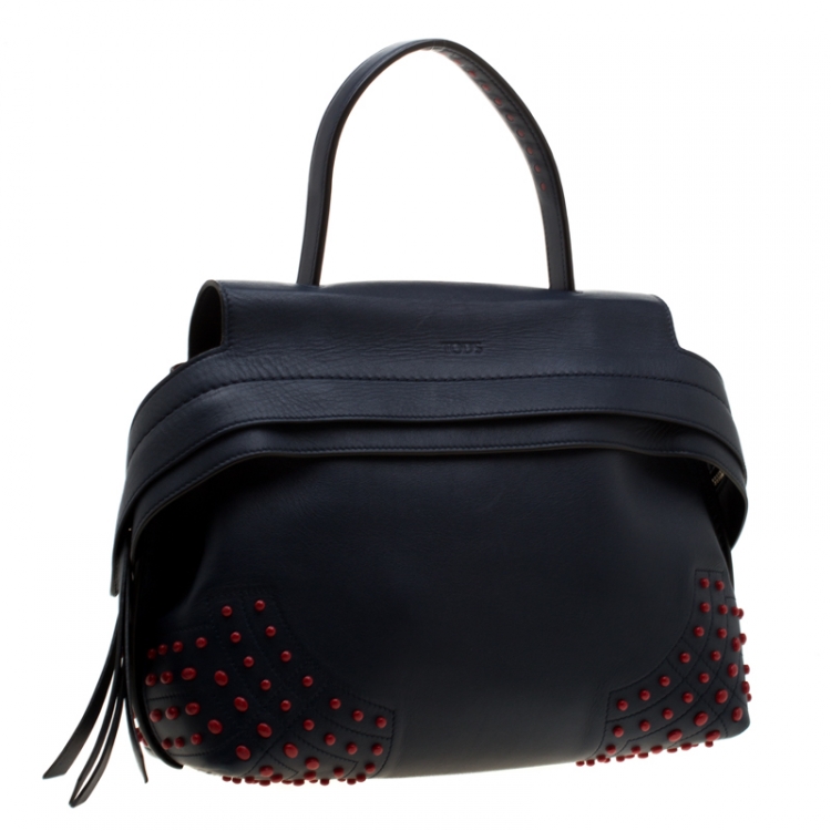 Pre Owned Tod's Blue/Red Leather Wave Satchel
