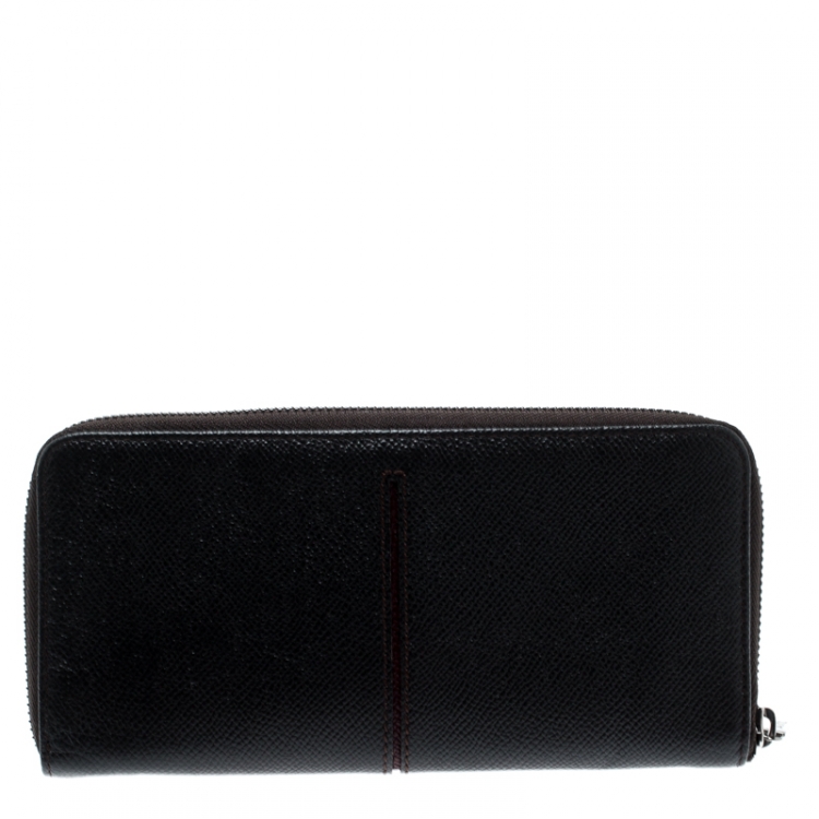 Pre Owned Tod's Black Leather Zip Around Wallet