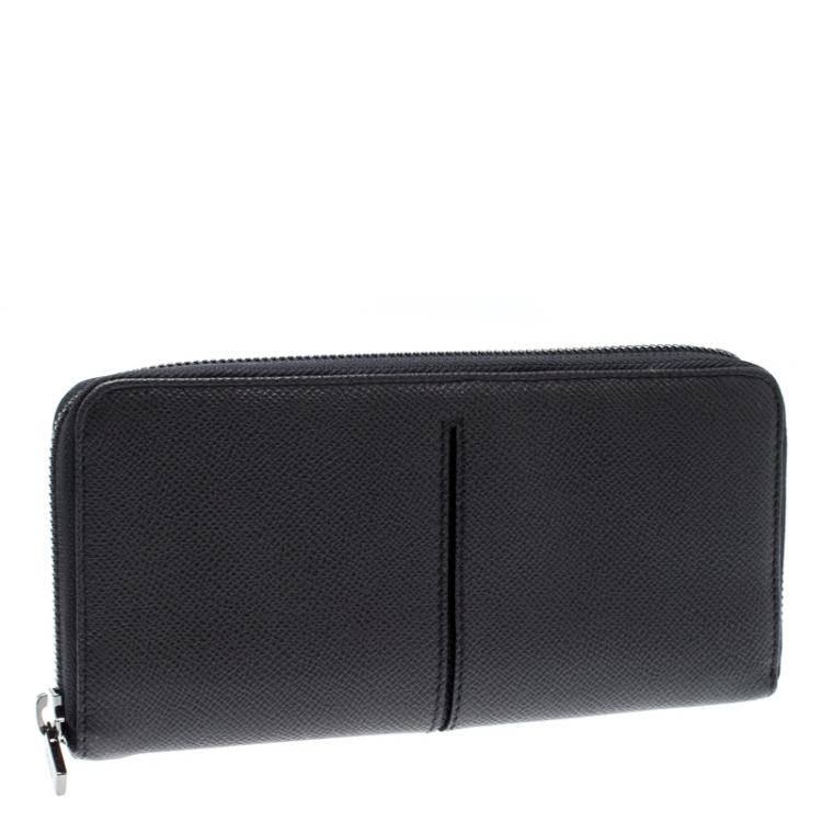 Pre Owned Tod's Grey Leather Zip Around Wallet