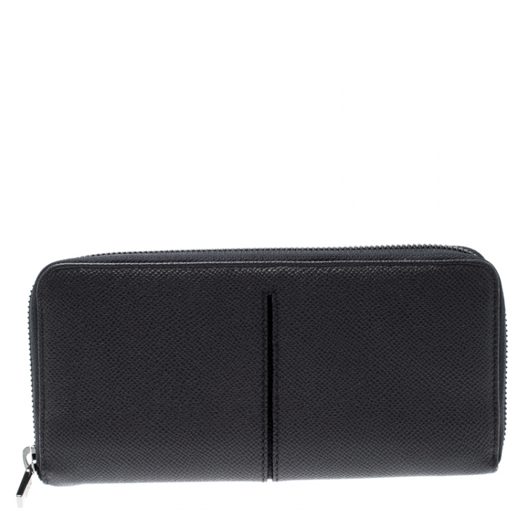 Pre Owned Tod's Grey Leather Zip Around Wallet