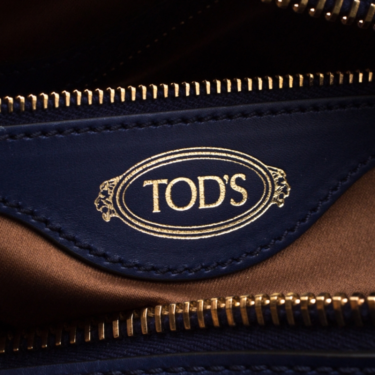 Pre Owned Tod's Brown/Blue Leather Sella Bowler Bag