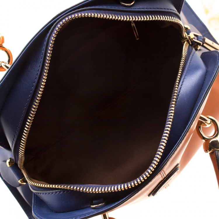 Pre Owned Tod's Brown/Blue Leather Sella Bowler Bag