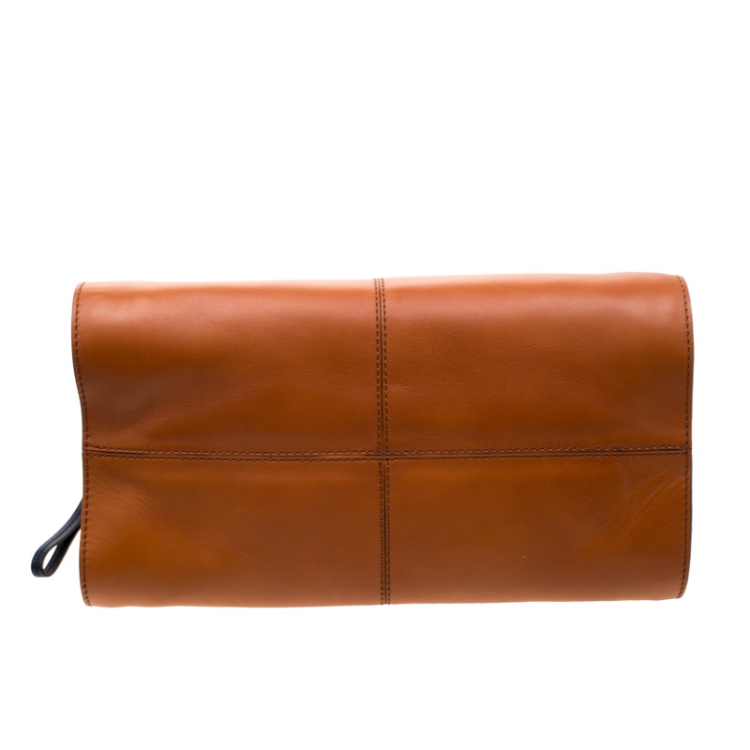 Pre Owned Tod's Brown/Blue Leather Sella Bowler Bag
