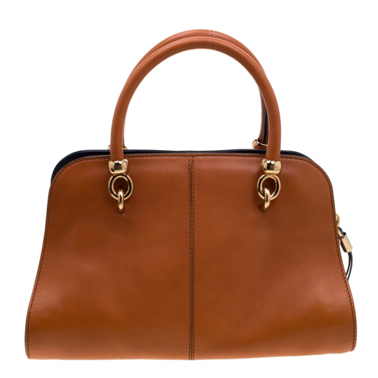 Pre Owned Tod's Brown/Blue Leather Sella Bowler Bag