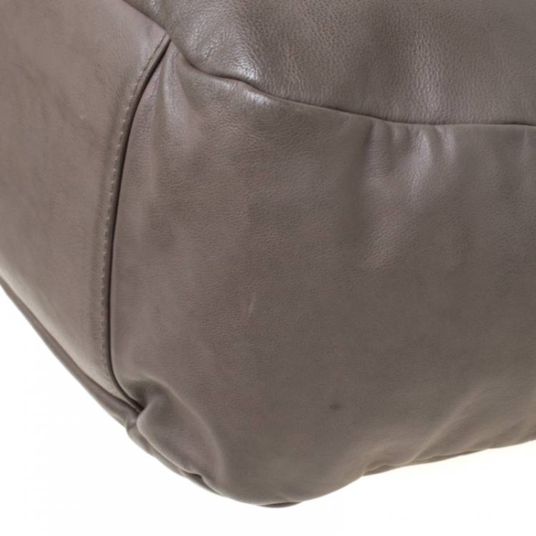 Pre Owned Tod's Grey Leather Drawstring Tote 