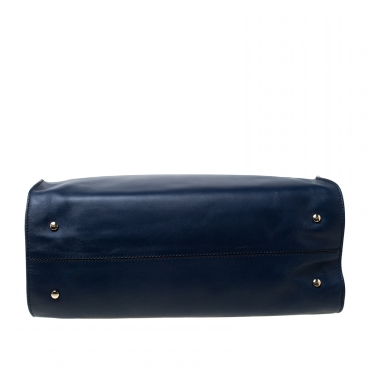 Pre Owned Tod's Blue Leather Cape Shopper Tote