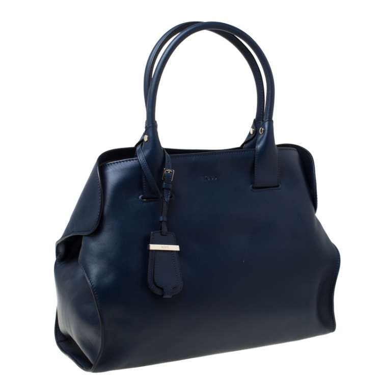 Pre Owned Tod's Blue Leather Cape Shopper Tote
