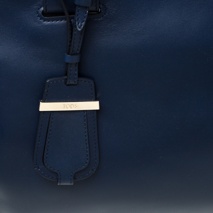 Pre Owned Tod's Blue Leather Cape Shopper Tote