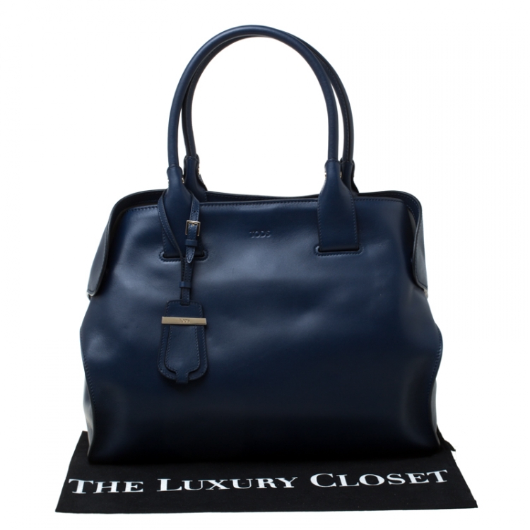 Pre Owned Tod's Blue Leather Cape Shopper Tote