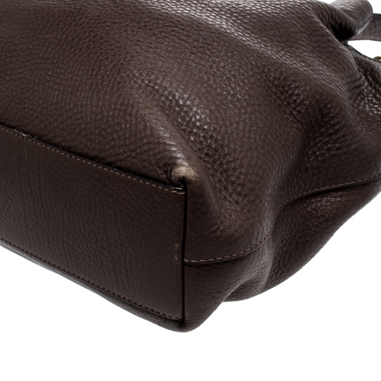 Pre Owned Tod's Brown Leather Flower Shoulder Bag 