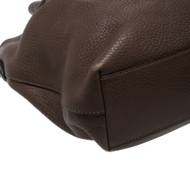 Pre Owned Tod's Brown Leather Flower Shoulder Bag 