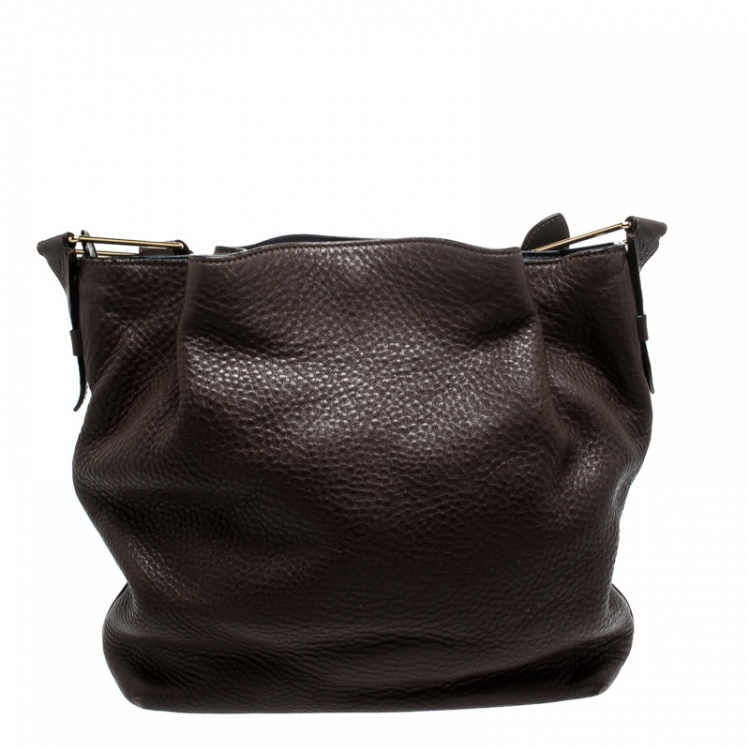 Pre Owned Tod's Brown Leather Flower Shoulder Bag 