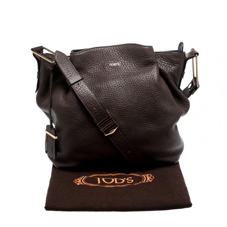 Pre Owned Tod's Brown Leather Flower Shoulder Bag 