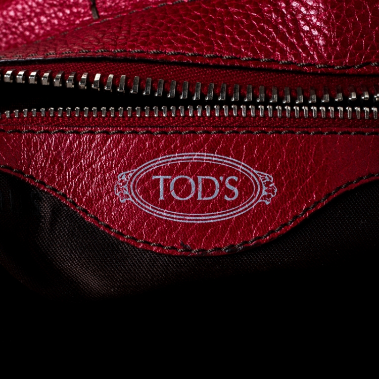 Pre Owned Tod's Red Pebbled Leather Hobo