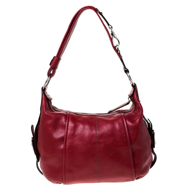 Pre Owned Tod's Red Pebbled Leather Hobo