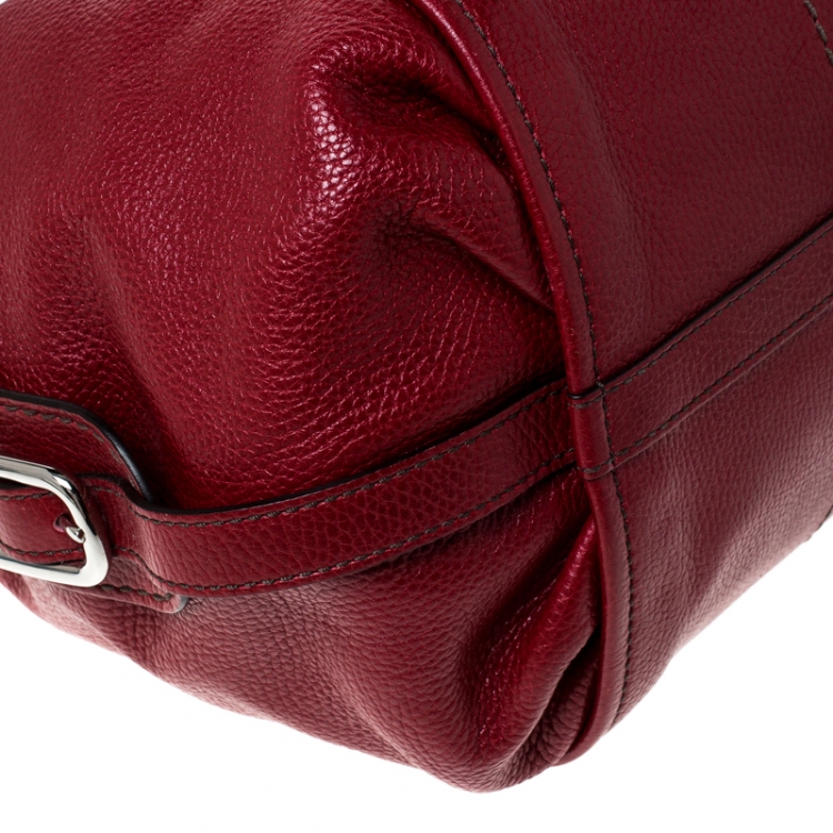 Pre Owned Tod's Red Pebbled Leather Hobo