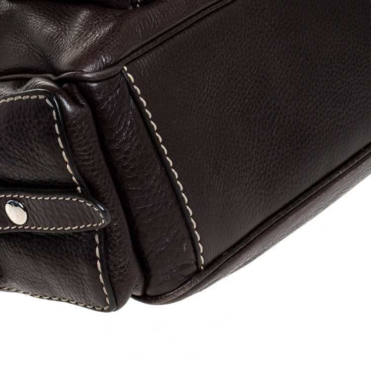 Pre Owned Tod's Dark Brown Leather Large T bag Media Satchel