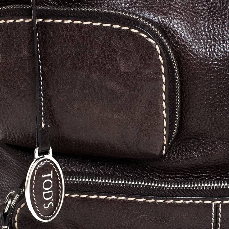 Pre Owned Tod's Dark Brown Leather Large T bag Media Satchel