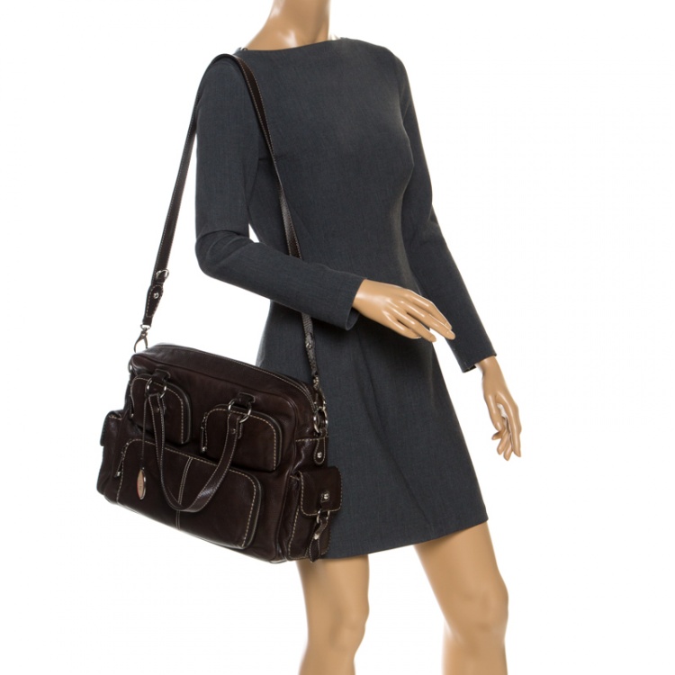 Pre Owned Tod's Dark Brown Leather Large T bag Media Satchel