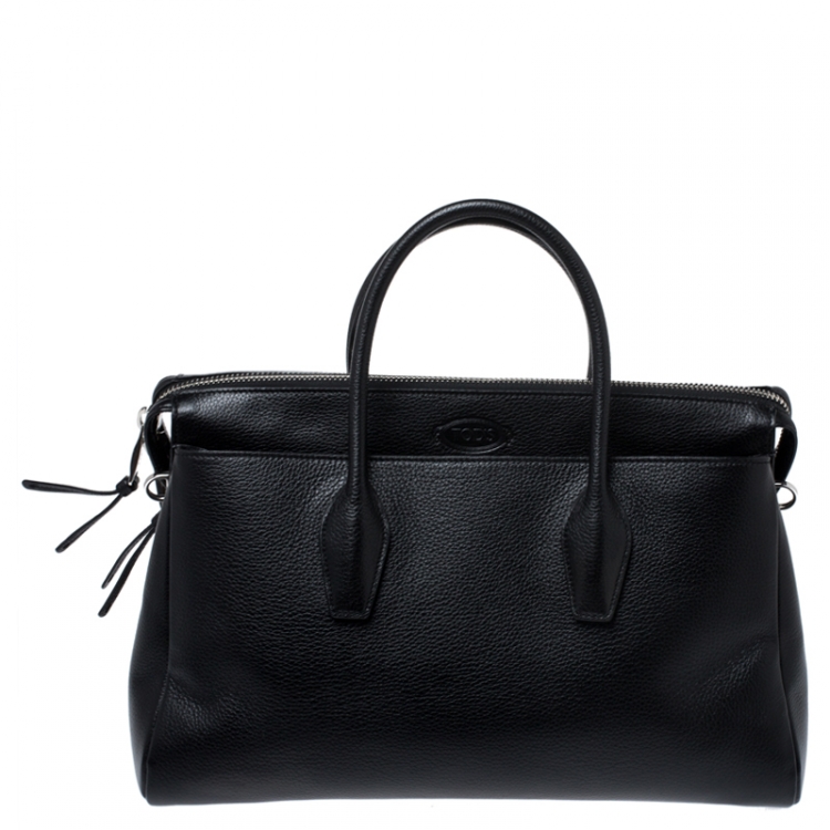 Pre Owned Tod's Black Leather Front Pocket Tote