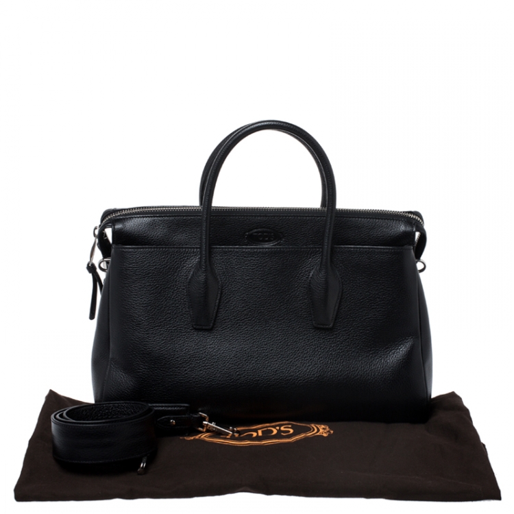 Pre Owned Tod's Black Leather Front Pocket Tote
