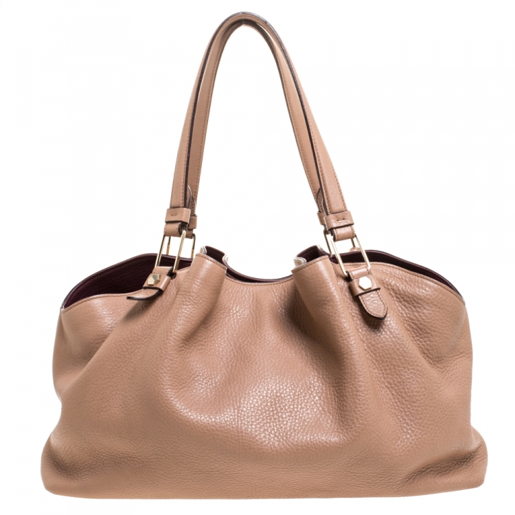 Pre Owned Tod's Beige Leather Flower Shoulder Bag