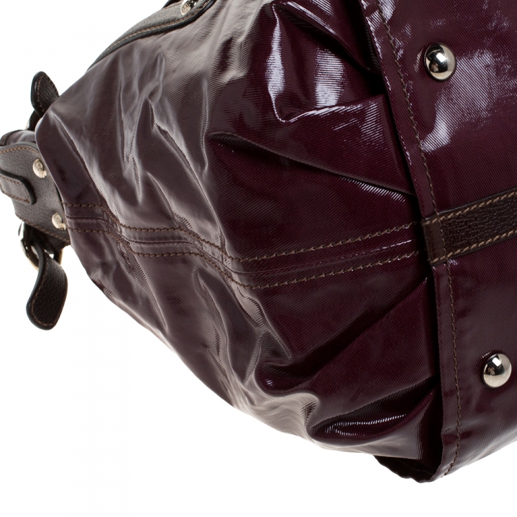 Pre Owned Tod's Burgundy Glazed Coated Canvas and Leather G-Line Easy Sacca Tote