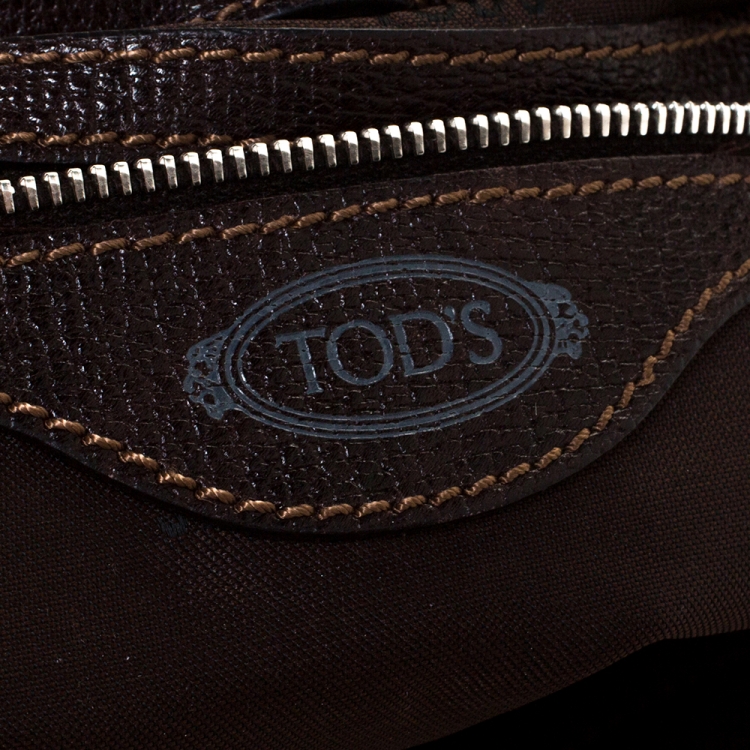 Pre Owned Tod's Burgundy Glazed Coated Canvas and Leather G-Line Easy Sacca Tote