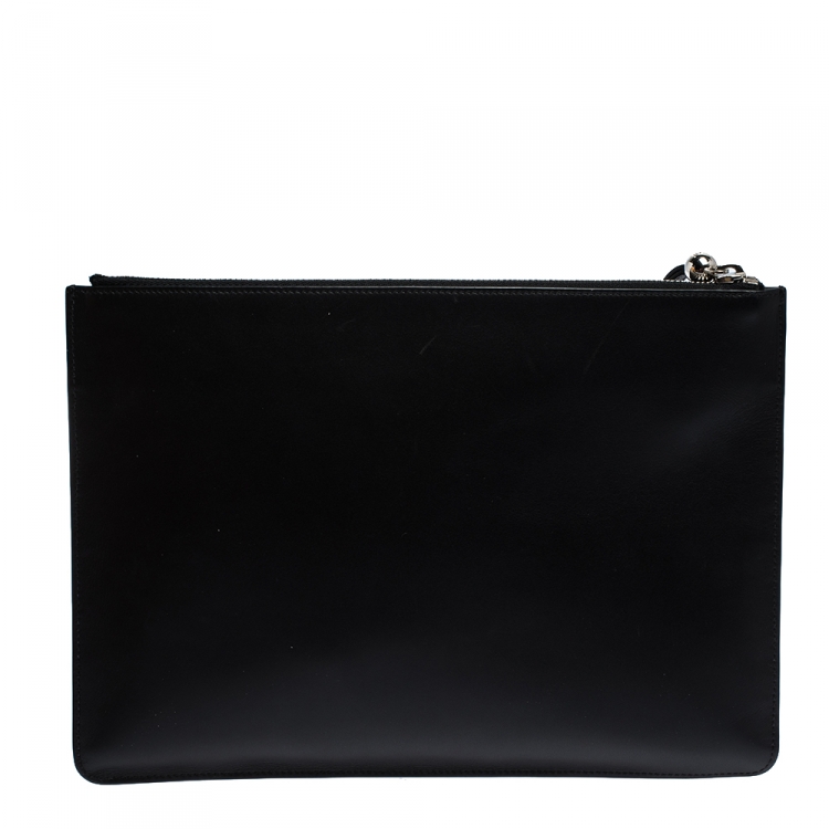 Pre Owned Tod's Black  Leather Studded Wristlet Clutch