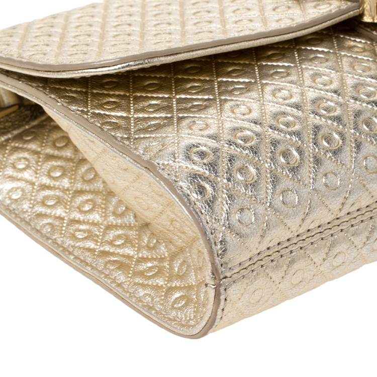 Pre Owned Tod's Metallic Gold Leather Signature Shoulder Bag