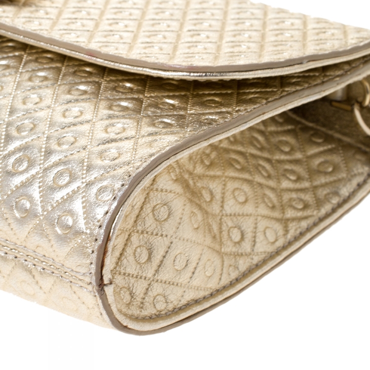 Pre Owned Tod's Metallic Gold Leather Signature Shoulder Bag